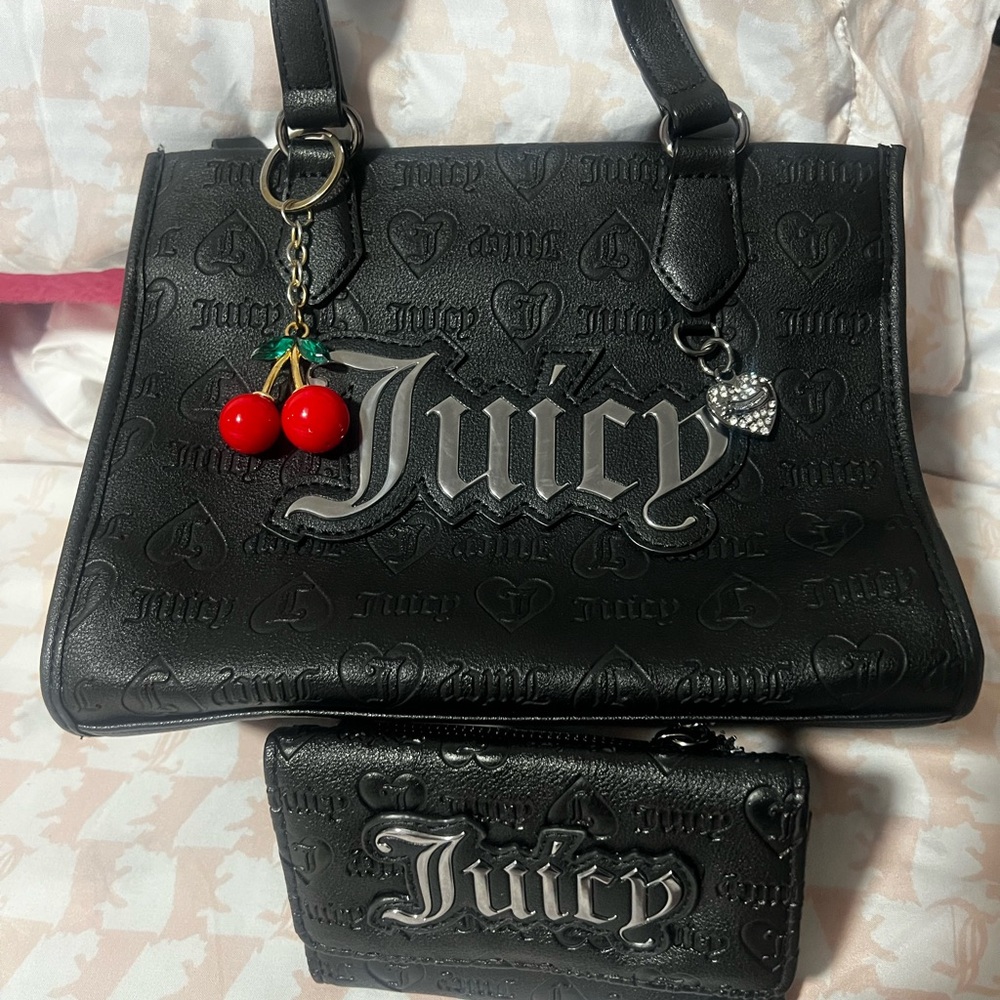 Juicy Couture Black Handbag and Wallet Set